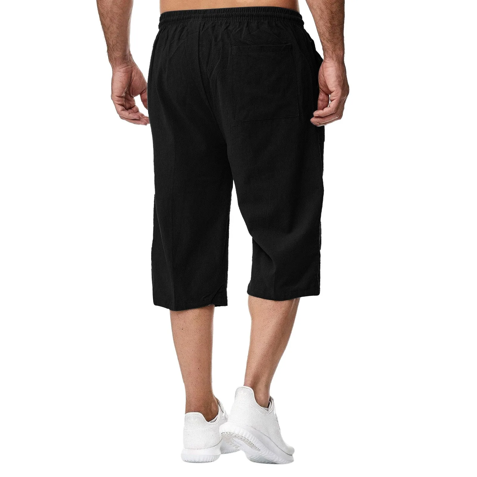 Men's Spring And Summer Cotton Sweatpants Jogging Pants Loose Casual Beach Vacation Capri Pants 6