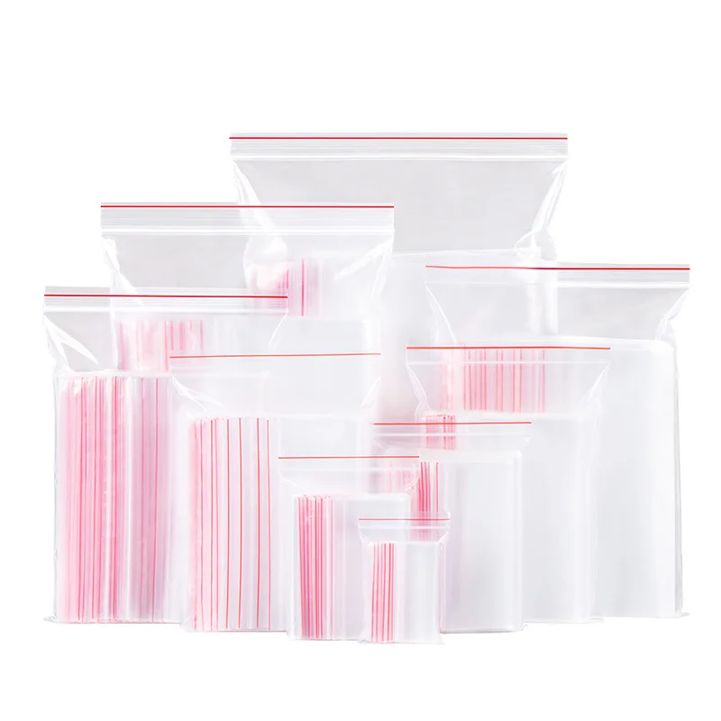100P Self-sealing Pocket Zipper Lock Plastic Bag Can Be Repeatedly Closed Transparent Storage Fresh-keeping Packaging Bag 0.05mm 6