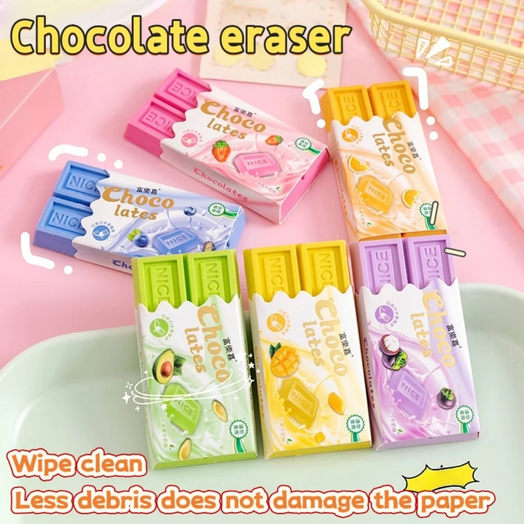 Gomma per Cancellare Creativa con Design a Righe e Motivi di Frutta, Colore Casuale, Cancellazione Pulita Senza Residui, Cancelleria Carina, Materiale Scolastico - immagine 3