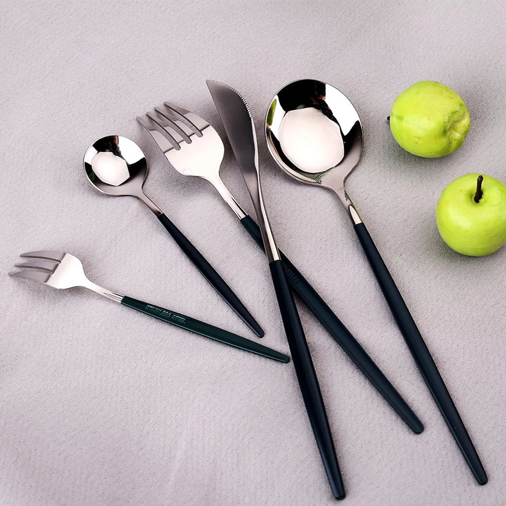 24Pcs/30pcs Wedding Supplies Kitchen Dinnerware Tableware Spoon Fork Knife Set Washing Utensils Cutlery Lunch Of Dishes Complete cutlery set western style cutlery set picnic cutlery set stainless steel cutlery set camping cutlery set wooden cutlery set
