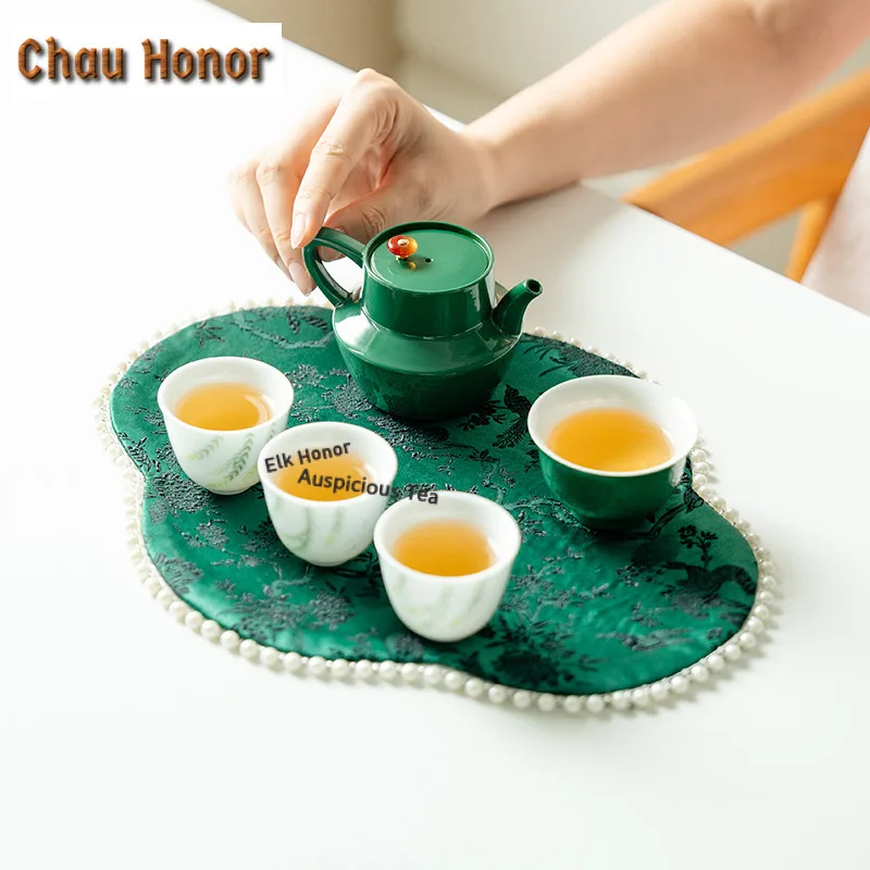 Emerald Green Ceramic Tea Set Complete Set Zen Tea Ceremony Set Household Tea Soaking Teapot and Tea Cup Set Cafes Ornaments