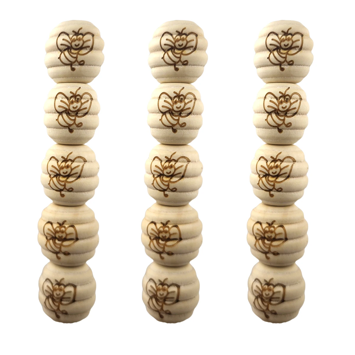 20mm 미완성 된 나무 스레드 Teether 비즈 꿀벌 패턴 나무 스페이서 느슨한..