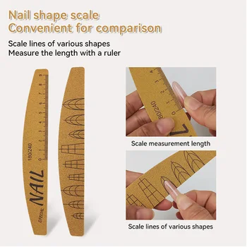 1/5pcs Manicure Tools Nail Files With Scale Shape Sanding Buffer Board Natural False Nails Extensions Salon Home Use
