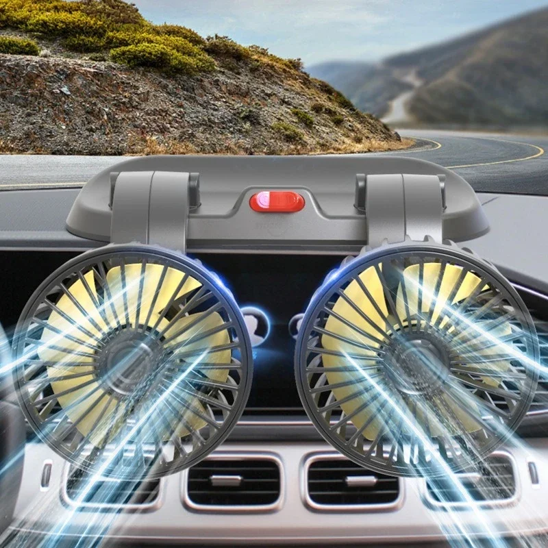Car Fan Car Flash F410 Double-head Folding Rotatable Head Fan Gently Circulates Large Air