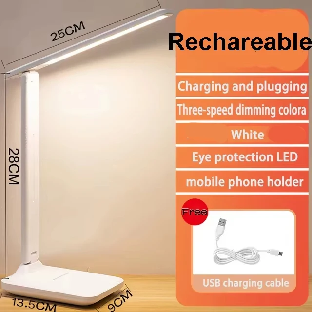 Chargeable Folding table lamp eye protection touch dimmable LED lamp bedroom reading USB rechargeable table lamp 2026