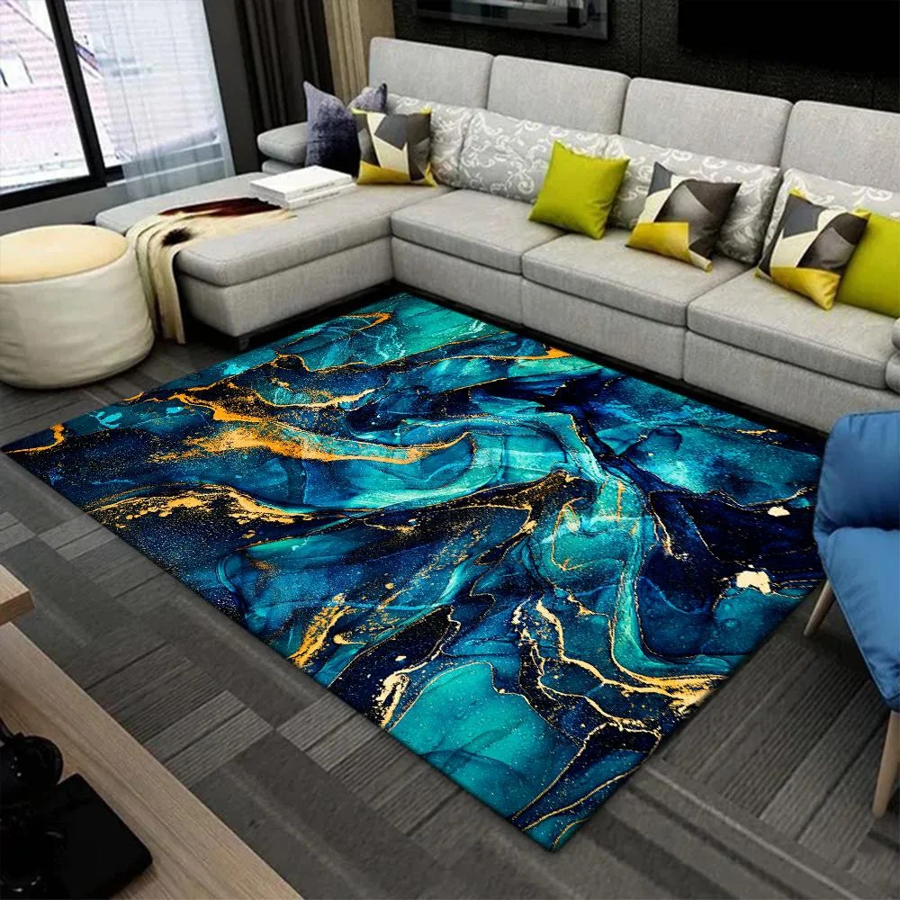 Blue Marble Carpet for Living Room Luxury Home Decorations Sofa Table Large Area Rugs Bedroom Bedside Foot Pad Non-slip Mat 2