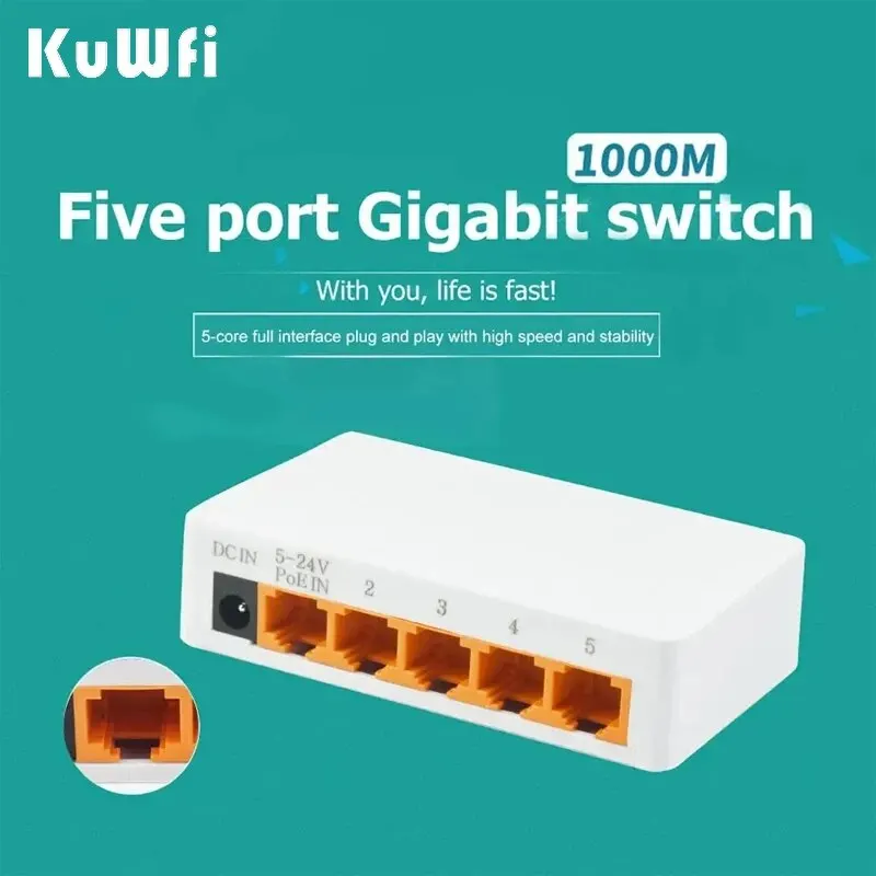 Network switch 5 Ports 1000Mbps Ethernet 100Mbps high speed mini fast gigabit internet splitter desktop RJ45