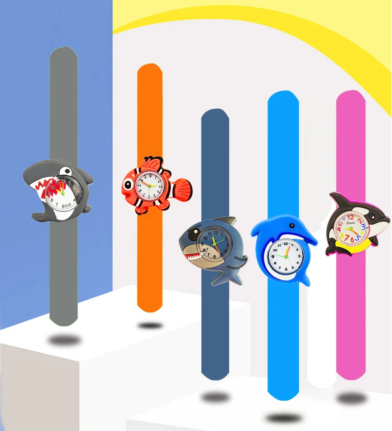 Lovely Baby Cartoon 3D Watch Boys Girls Kids Students Birthday Party Christmas Gift Study Time Children Slap Watches Clock 3