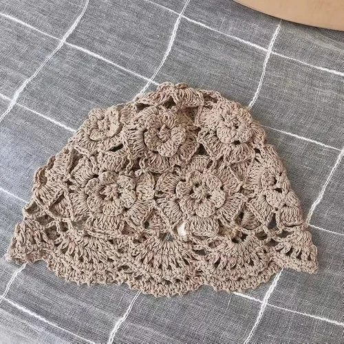 thumbnail image 1 of Gorro tejido a mano para mujer, gorros de lana de punto con huecos finos para primavera y otoño, Jersey a la moda para verano, gorro para palmaditas en la calle, 1 of 5