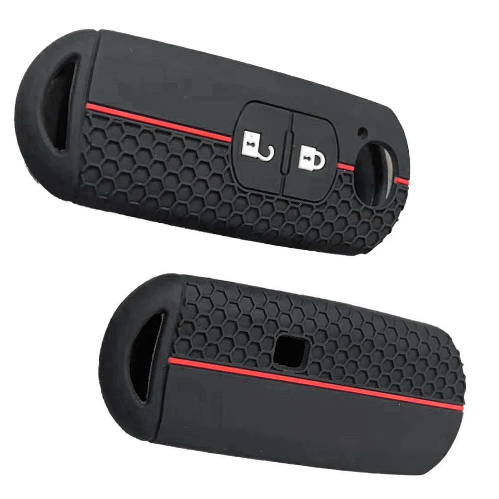 2 Chiavi A Bottone Portachiavi Per Auto Telecomando Per Auto 2 Pulsanti Portachiavi Abs Silicone Di Alta Qualità Per Mazda Durevole Nuovo Pratico