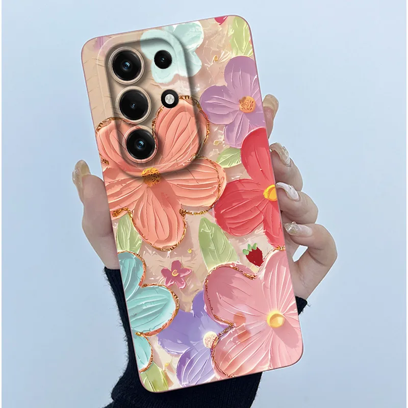 Simplicity Oil Painting Floral Silicone Soft Shockproof Back Cover