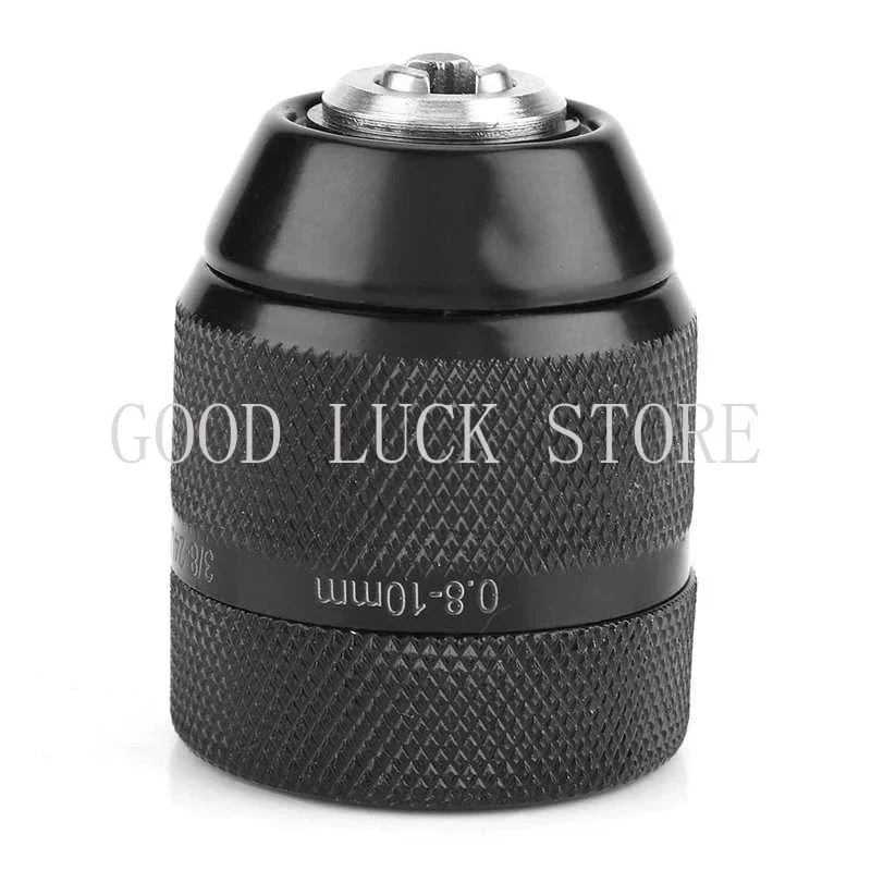 Keyless Drill Chuck 3/8 Thread 0.8mm-10mm locking function Metal Drill Chuck Hand Electric 1pc