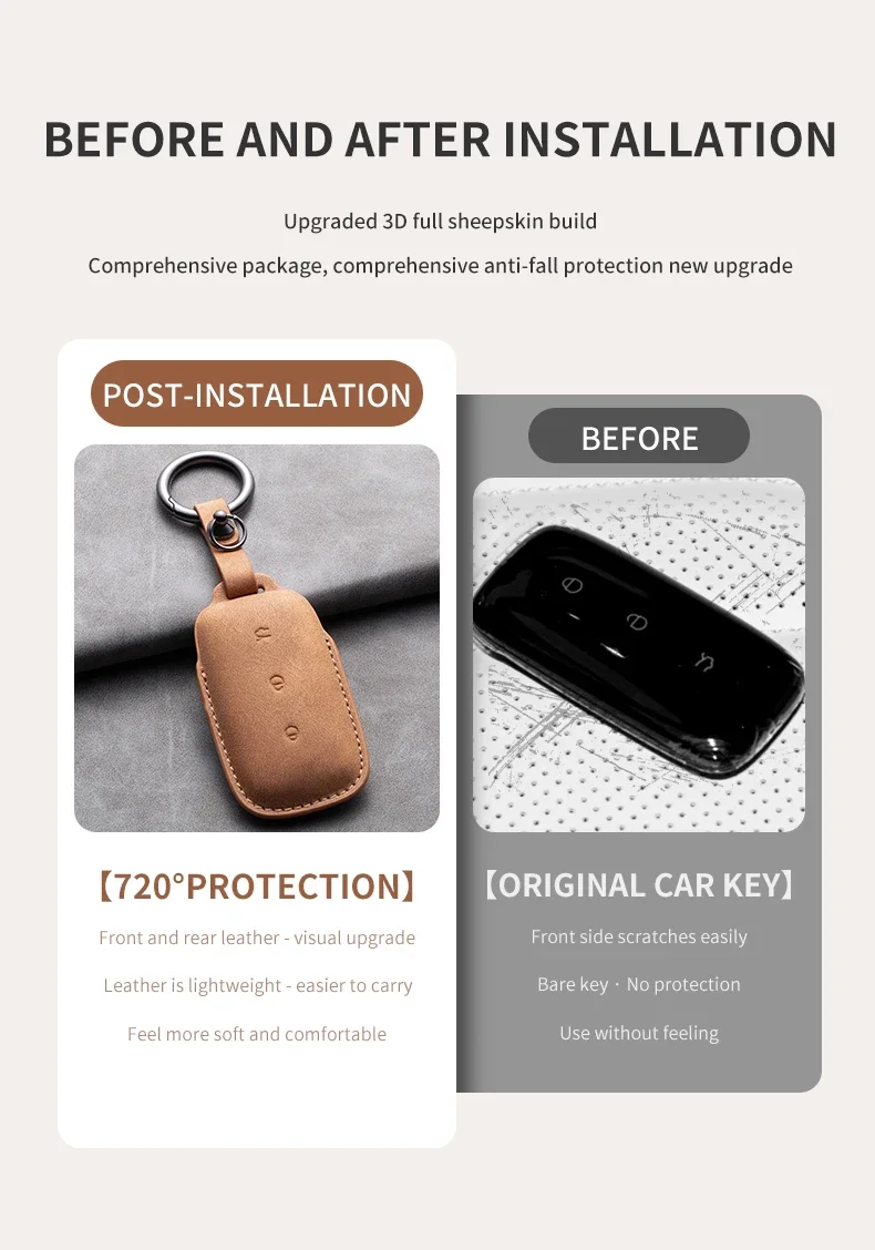 Leather Car Remote Key Case Cover for Geely Galaxy L7 2023