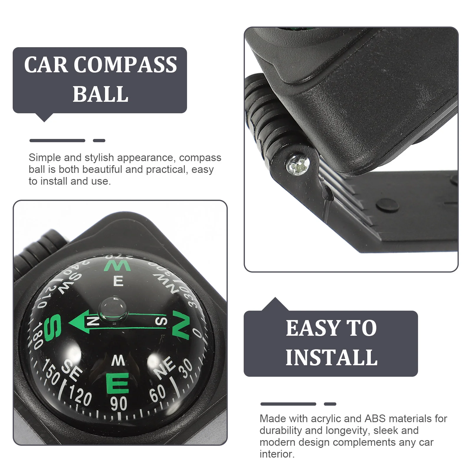 Car Compass Ball Automotive Compass Dashboard Compass Decor for Car Boat Truck