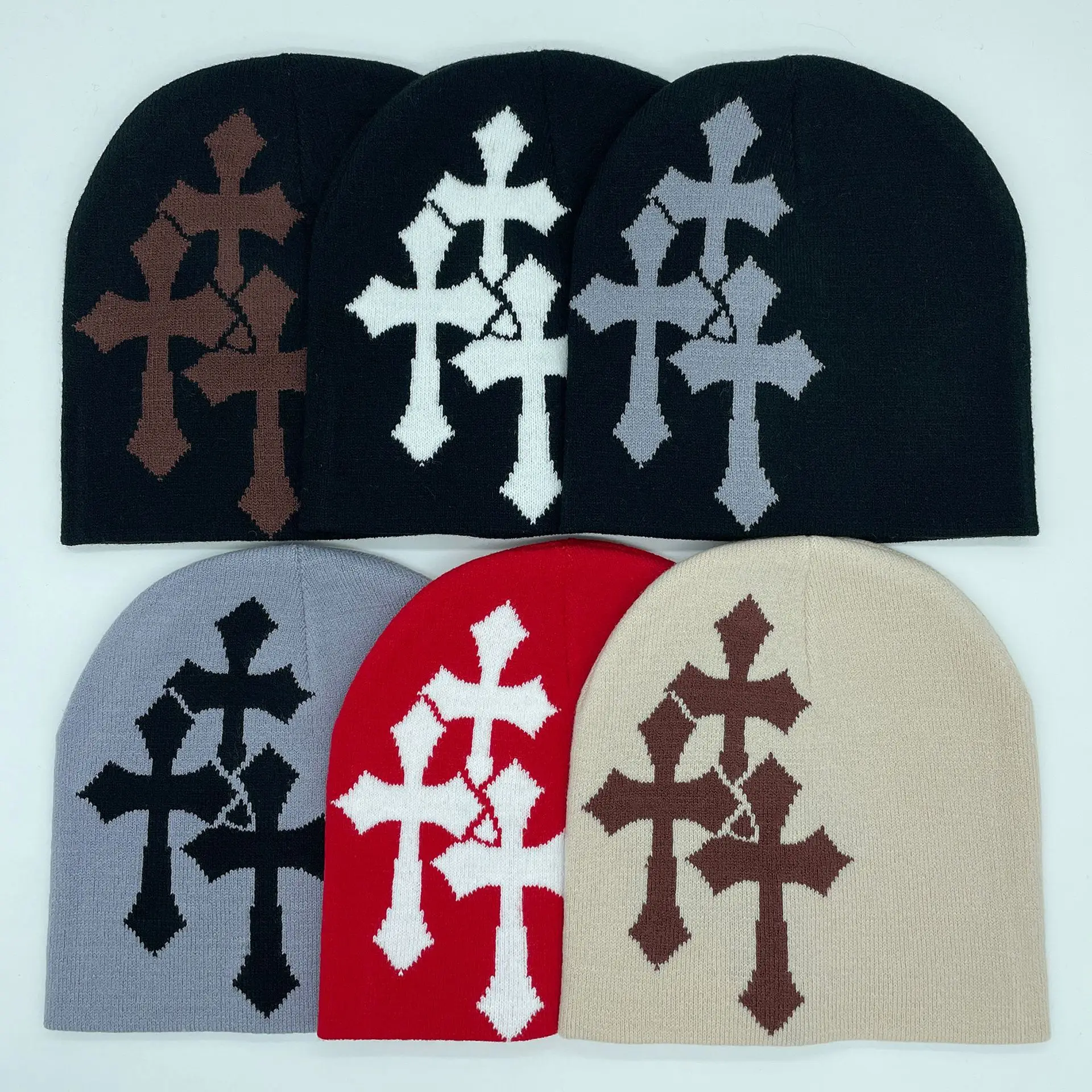 Gorro de punto Cross Hip-hop: gorro de lana estilo streetwear - true-deals-club