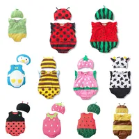 Lovely New baby boy girl rompers Newborn Infant Toddler Boy Girl Summer clothes Romper cotton Jumpsuit Clothes+hat set 1
