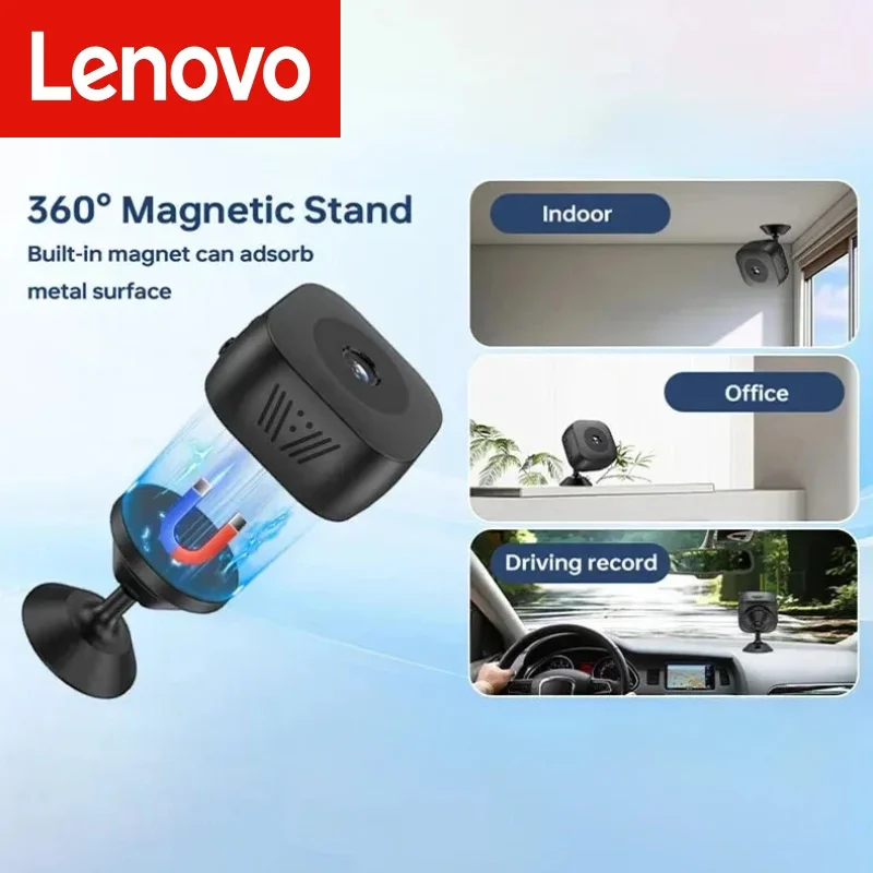 Lenovo 6K Mini telecamera di sicurezza Wireless 2.4G WiFi Monitoraggio Protezione di sicurezza Visione notturna remota Sorveglianza Smart Home Nuovo