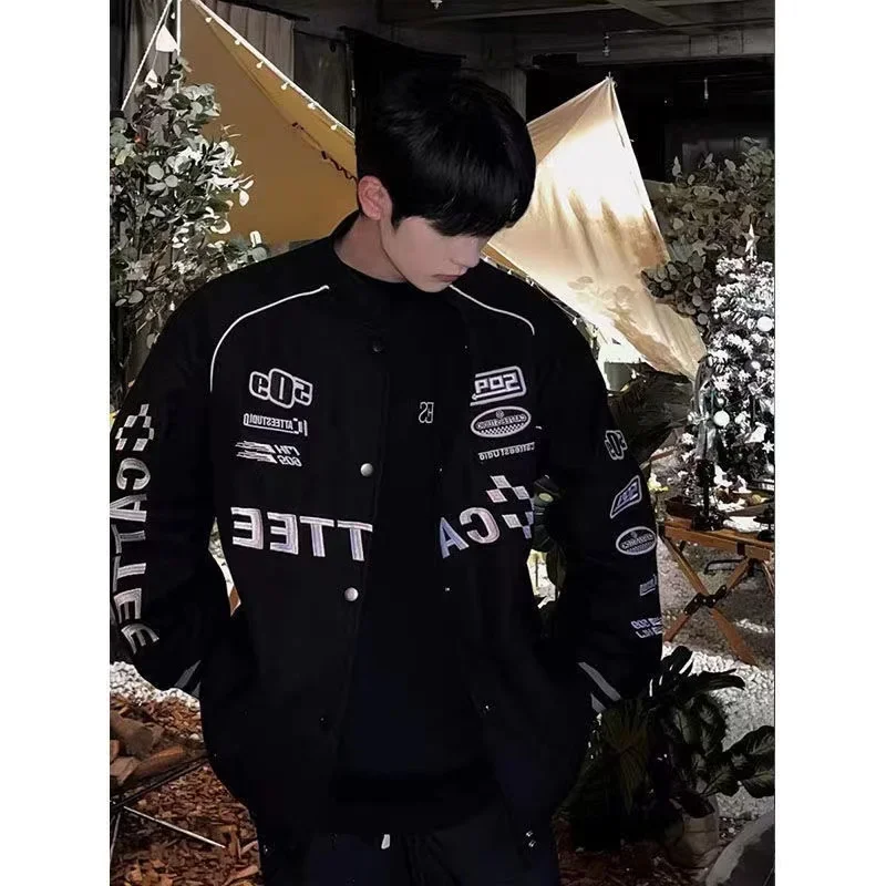 

Autumn and Winter New Leisure Loose Hip-Hop Jacket Y2K High Street Car Embroidered Men and Women Baseball Uniforms Coat Jackets