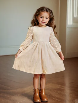 Girls Knitted Puff Dress 1
