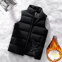 Men's down Cotton Vest Thiened Casual Outerwear Autumn Winter Warm Large Size Vest Zipper Closure  Color Faionable