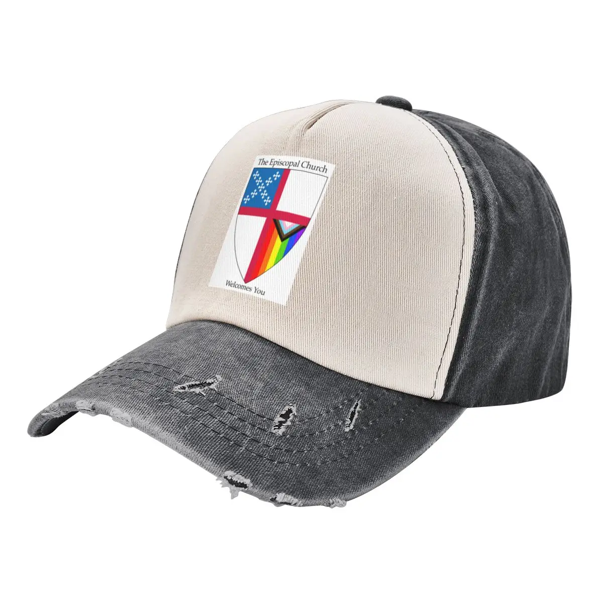 

Episcopal Church Shield with Progressive Pride Flag Vertical Rainbow - Welcomes You 2 Cowboy Hat Gentleman Hat Woman Hat Men's