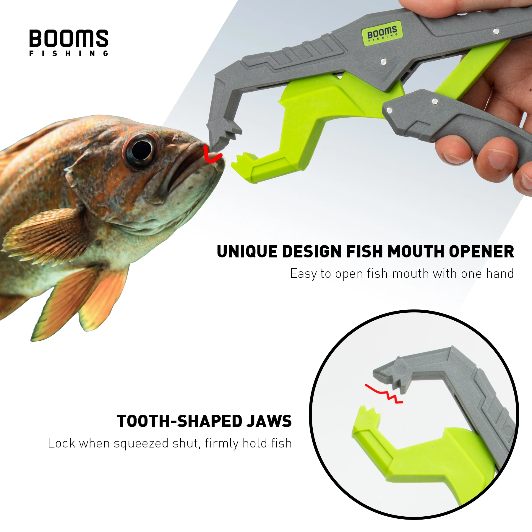 Booms Fishing Glass Fiber Fish Gripper with Lanyard Anti-Rust Anti