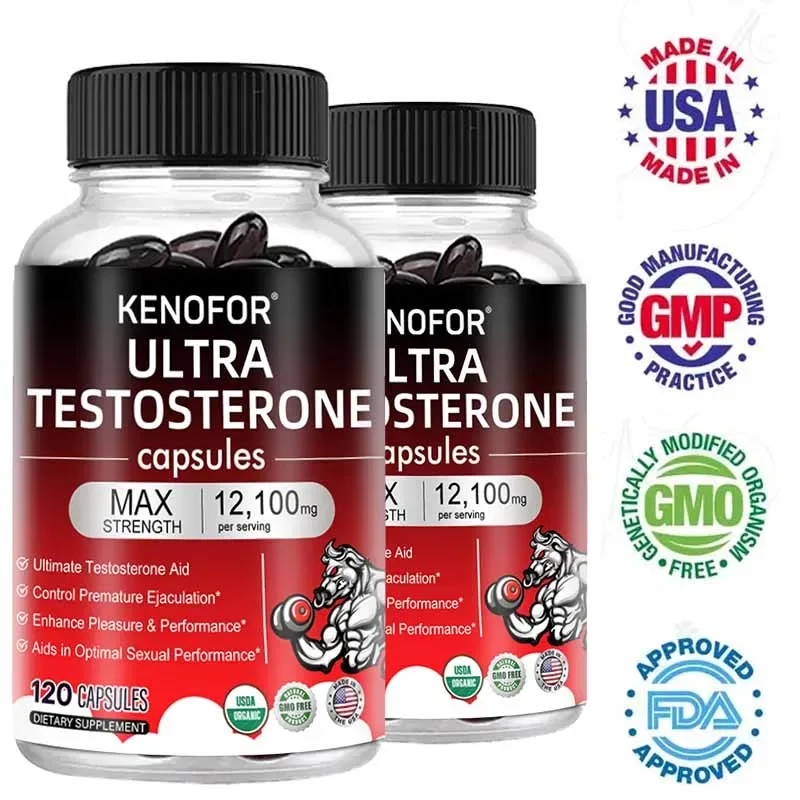 Men's Health Energy Supplement - For Exercise Endurance, Strength, Muscle Mass, Immune Support - Non-GMO 12,100mg Capsules