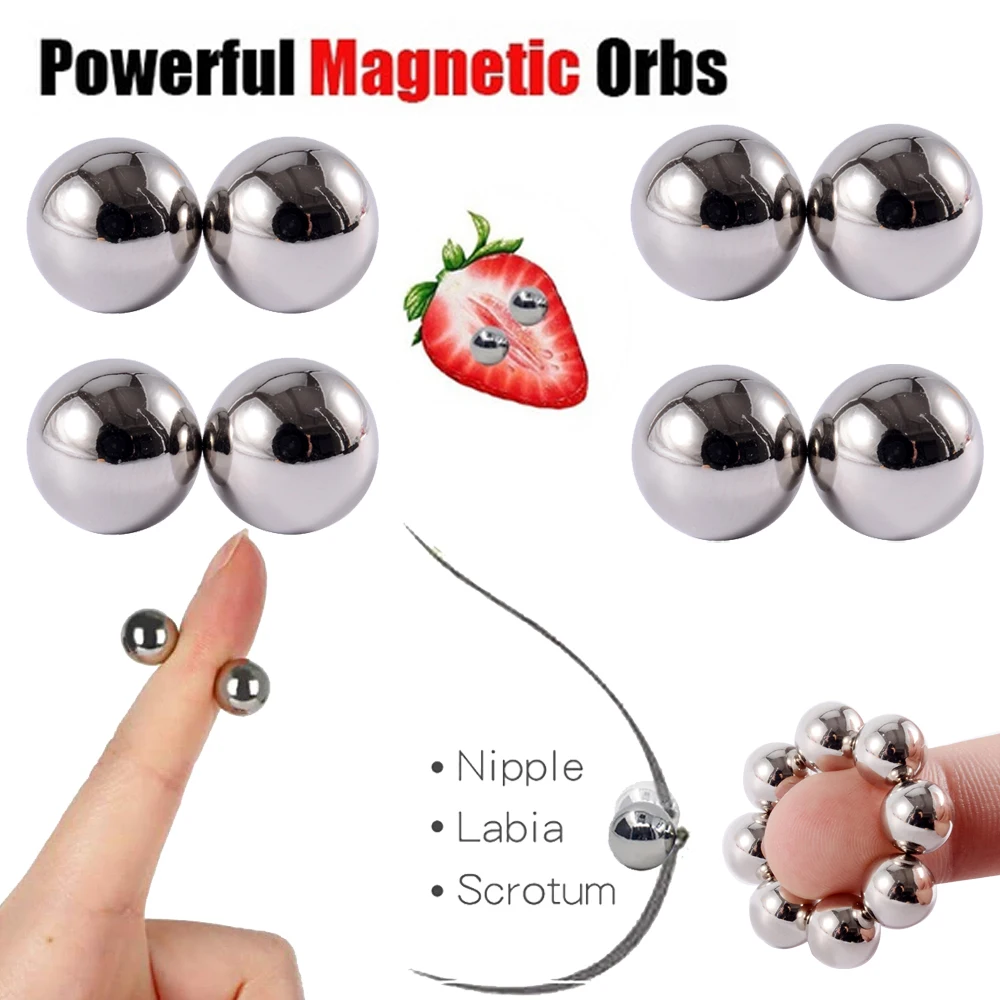 Powerful Magnetic Ball Nipple Clamps Non Piercing Vagina Clitoris Stimulator Magnet Balls BDSM Bondage Erotic Sex Accessories nipple sex toys nipple clamps nipple clamp vibrator