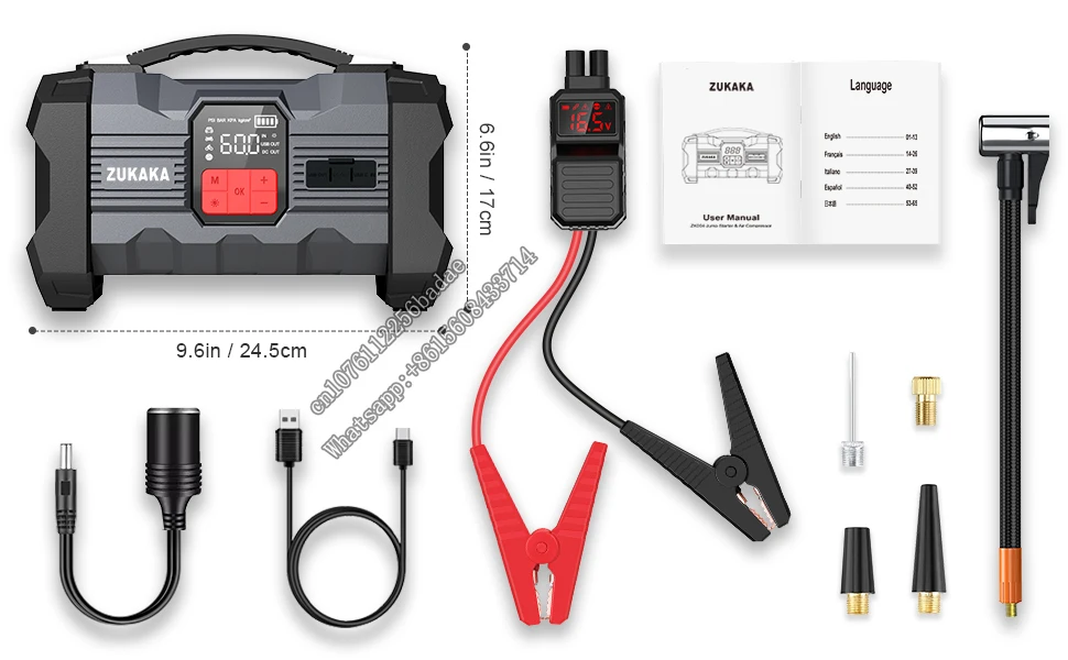 12v 20000mah car jump starter power bank portable kit and with inflator