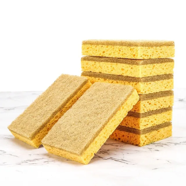 10 Pack Eco-Friendly Natural Plant Based Scrub Sponges Palm Fiber Dishwashing Sponge With Two-Sided Compostable Design Dish 1
