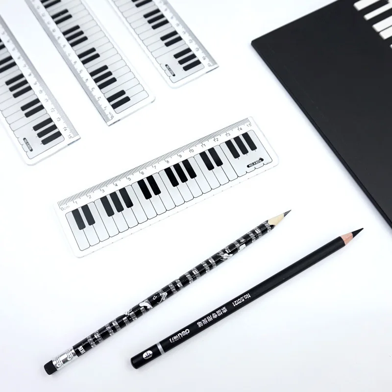 

1pcs Piano Keyboard Plastic Straight Rulers 15cm Plastic Painting Ruler Bookmark School Student Drawing Tool School Supplies