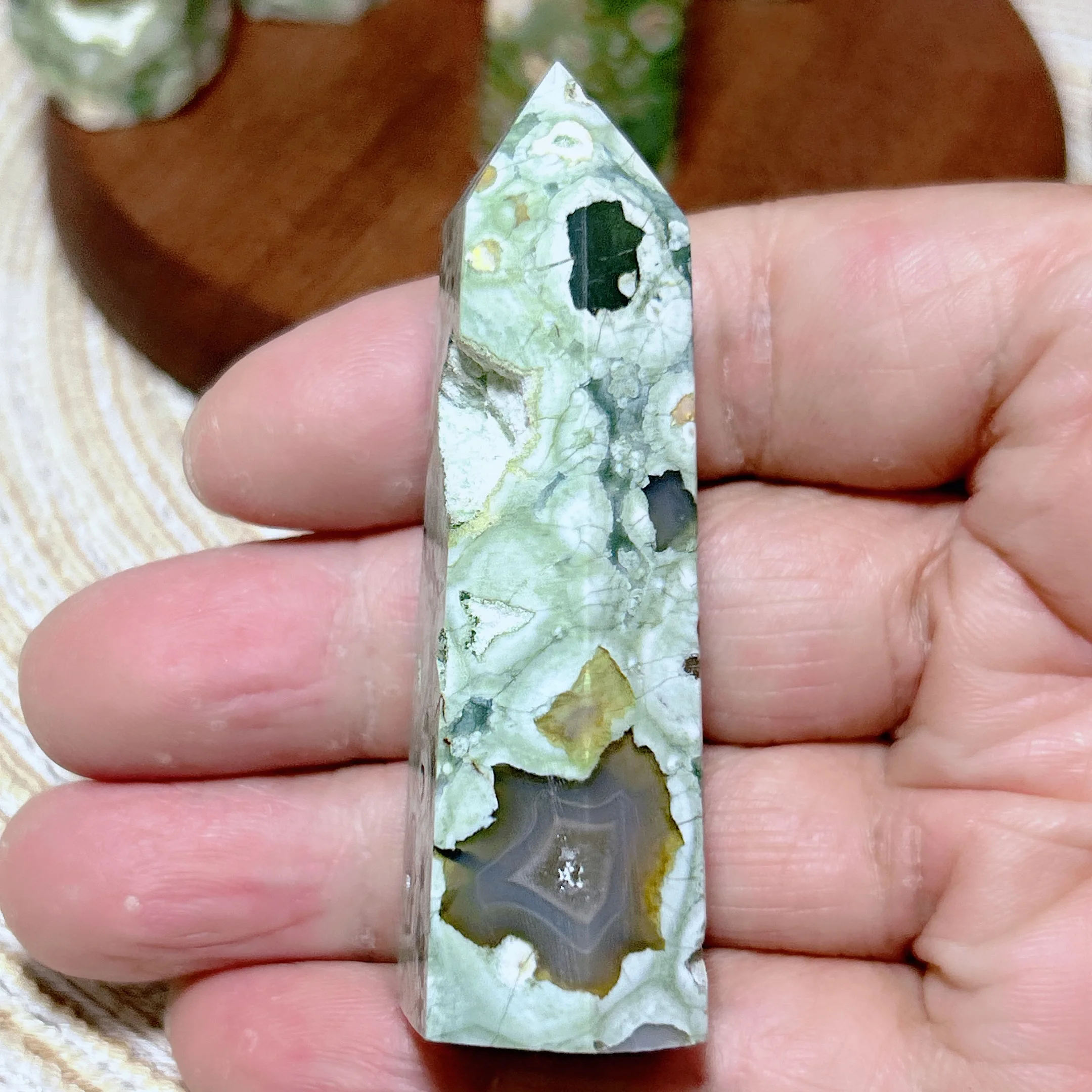 Natural Crystal Rainforest Jasper Tower Point Mineral Healing High Quality Garden Decorations Reiki Ornament Room Decor Gift 2