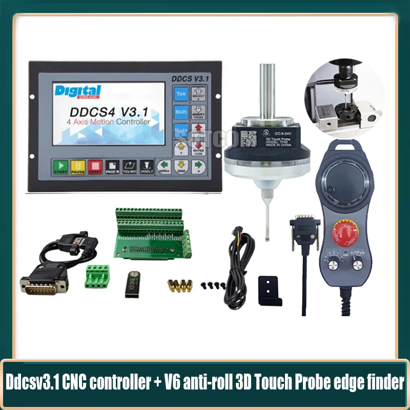 Controller Macchina Per Incisione Cnc Ddcsv3.13 Asse 4 Assi Sistema Offline Con V5 V6 Anti-Roll 3D Touch Sonda Edge Finder Mpg