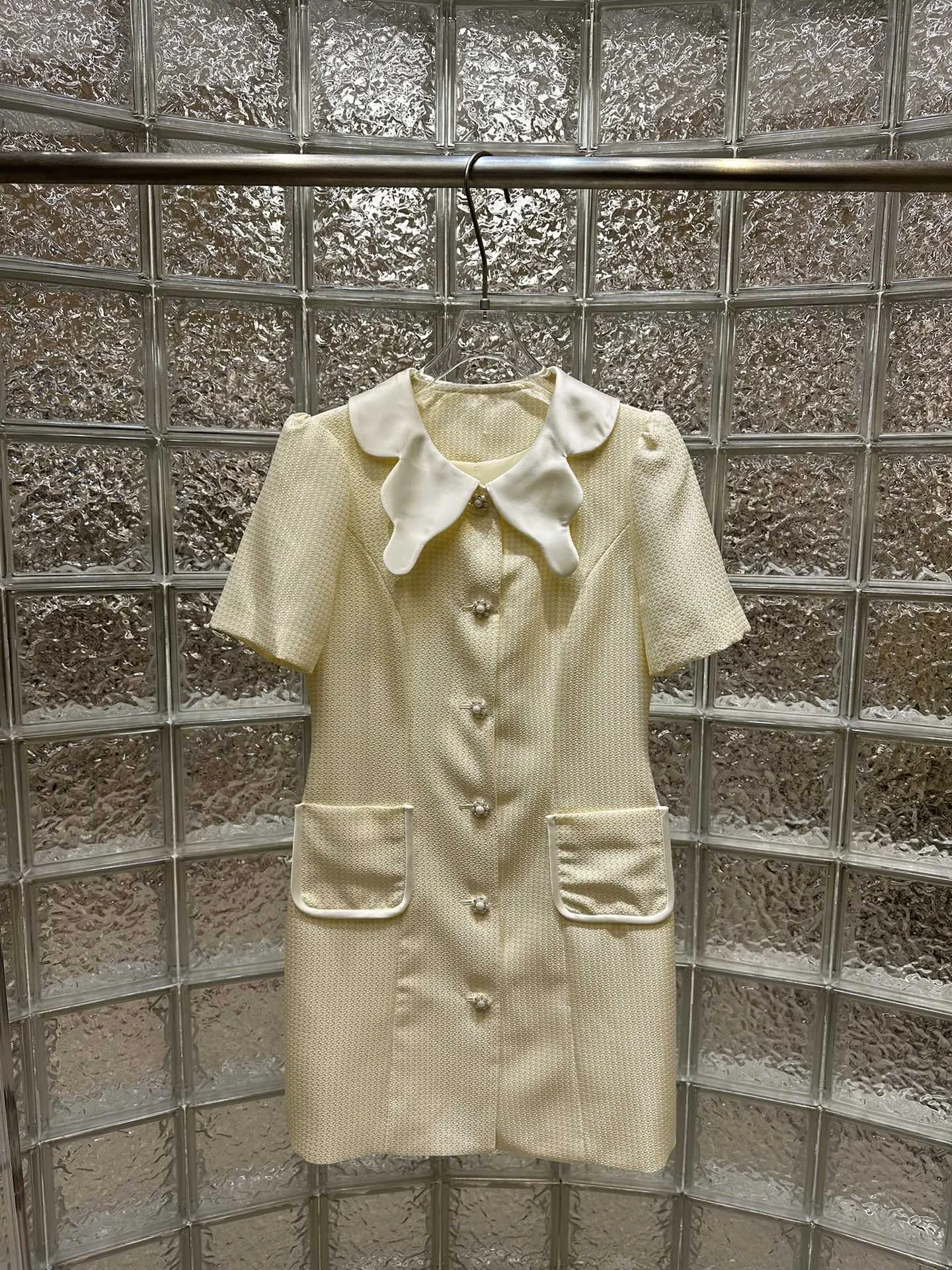 

Summer new temperament socialite senior collar small fragrance collar color dress