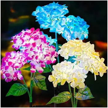 3Head Hydrangea Rose Flower Solar Led Light Outdoor Garden Lawn Lamps For Garden Vegetable Patch Patio Country House Decoration 1
