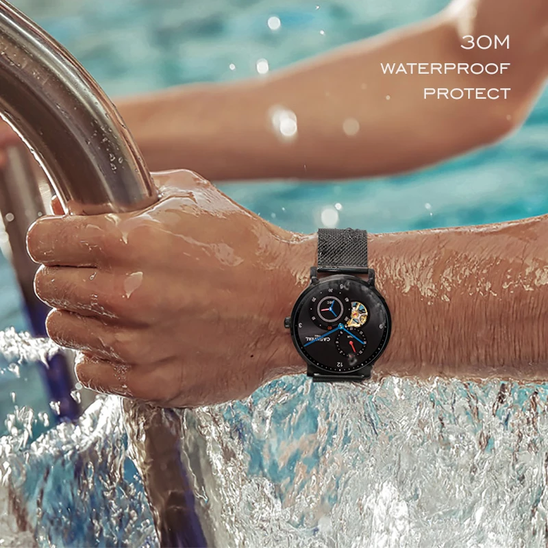 Carnival Brand Fashion Mechanical Watch for Men Small Seconds 24 Hours Automatic Movement Casual Wristwatch 30m Waterproof Reloj