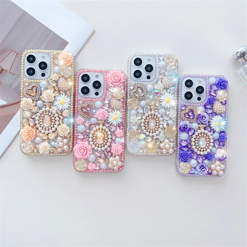 Rhinestone Cases for iPhone 16 15 14 13 12 11 8 7 Pro Max Plus mini X XS XR SE Case Diamond Phone Cover Sunjolly