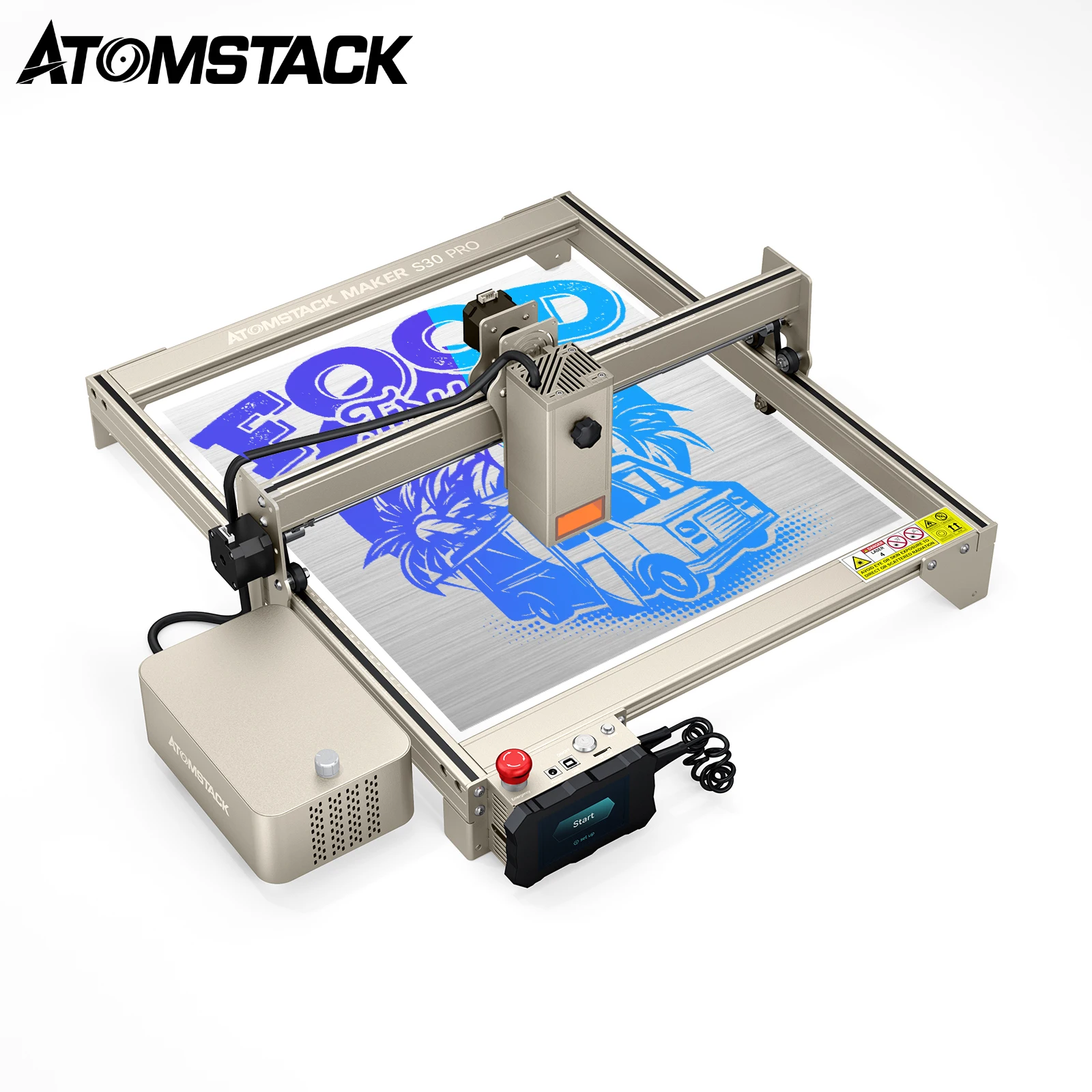 Atomstack Maker S30 PRO Engraver Fixed Focus 33W Power 400x400mm Engraving  Area 6-core Engraving and Cutting Machine with F30 PRO Air Assist System