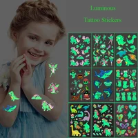 5 Sheets Luminous Tattoo Stickers Temporary Colorful Animal Dinosaur Tattoo Cute Tattoo Stickers Children's Body Tatto 1