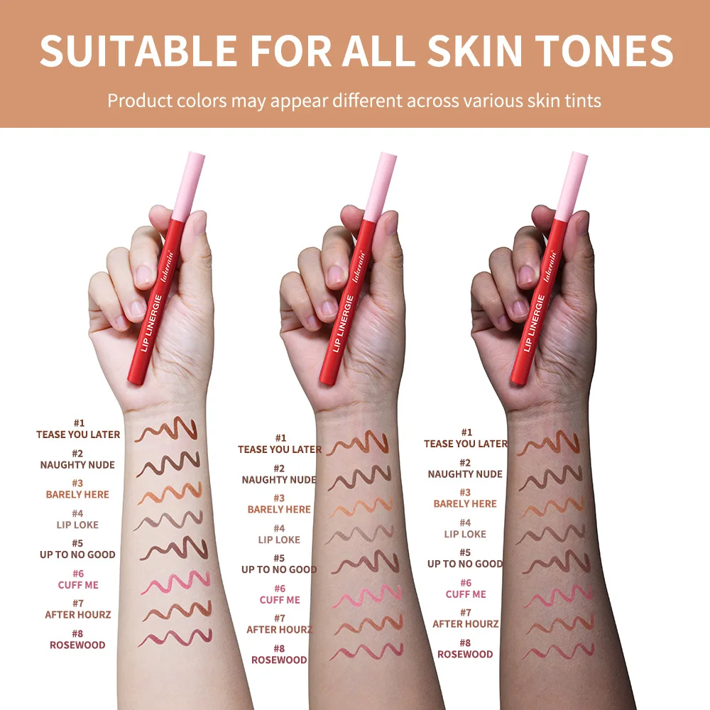 Lip Liner Stain Waterproof Long Lasting 8 Colors Transfer Proof Smudge Resistant No Bleed Formula Cosmetics