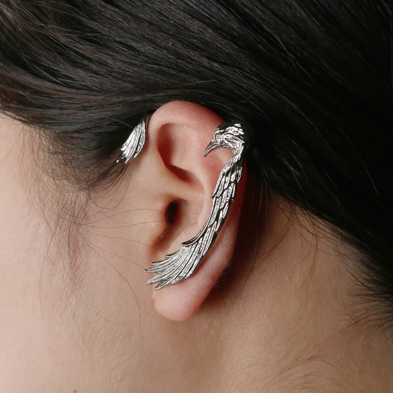 Gothic Punk Dark Style Dragon Ear Cuffs For Women Men Retro Raven Ear Cuff Earrings Fashion Jewelry 1pcs
