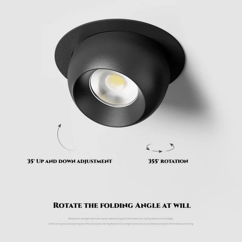 Round 355 Angle Rotate Dimmable LED COB Recessed Downlight 7W 9W 12W Ceiling Spot Light Pic Background Indooor Living Room led downlight,recessed ceiling spotlight,ceiling lamps