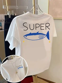 Spring Summer Women'S Top Easy Painting Style Crab Print Short Sleeve Round Neck T-Shirt with Slight Aesthetic Clothes 1
