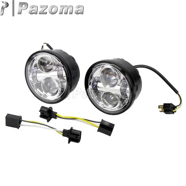 1 paar 4.65 Motorrad LED Scheinwerfer Scheinwerfer Für Harley Dyna Fat Bob  FXDF 08-16 Motorrad DRL Engel ring Projektor Kopf Lichter - AliExpress