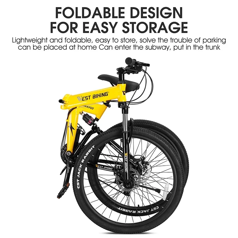 WEST BIKING Foldable 27.5 Inch Mountain Bike 27 Speed BMX MTB Bicycle Men Women Shock Absorption Mechanical Disc Brakes Bike 5