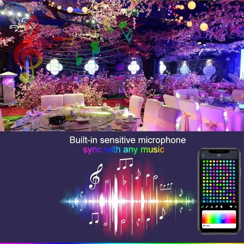 10M G40 LED 전구 문자열 빛 블루투스 APP 원격 야외 USB RGB 색상 파티 웨딩 정원 뒷마당에 대 한 문자열 변경
