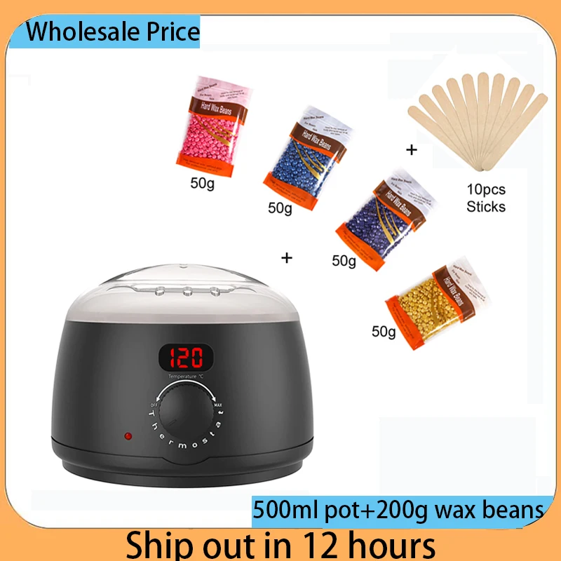 500ML Wax Warmer Pot Professional Digital Wax Heater Kit for Hair Removal Depilation Paraffin Hard Wax Beans Melting Machine