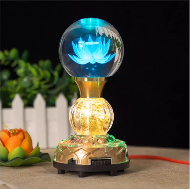 Buddhist Supplies, Temple Eternal Light, LED Colorful Crystal Lotus Lamp, Buddha Light, Meditation, Home Decoration, Plug In