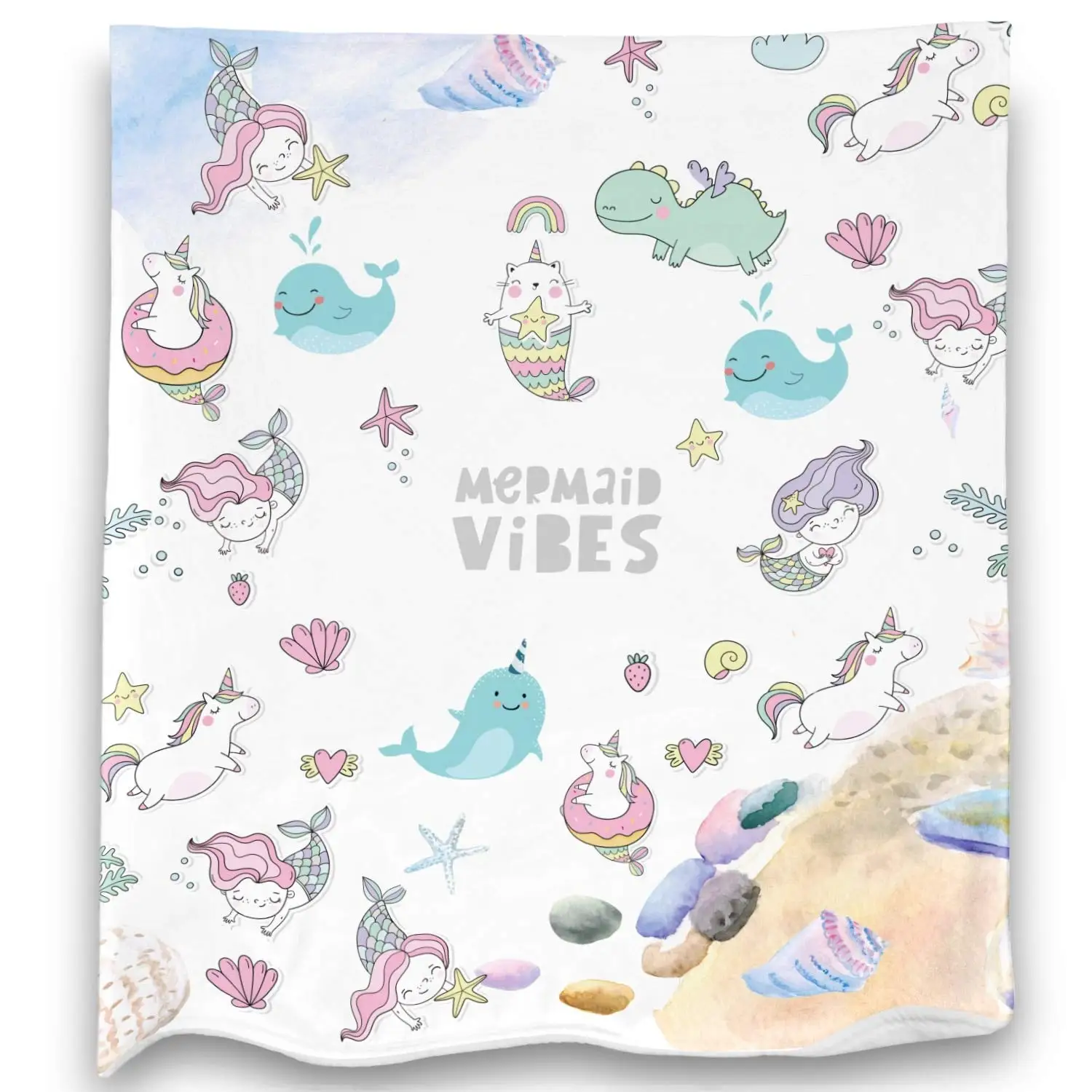 

Whale and Mermaid Throw Blanket Soft Fluffy Premium Sherpa Flannel Blanket for Sofa Chair Bed Office Travelling Camping Gifts