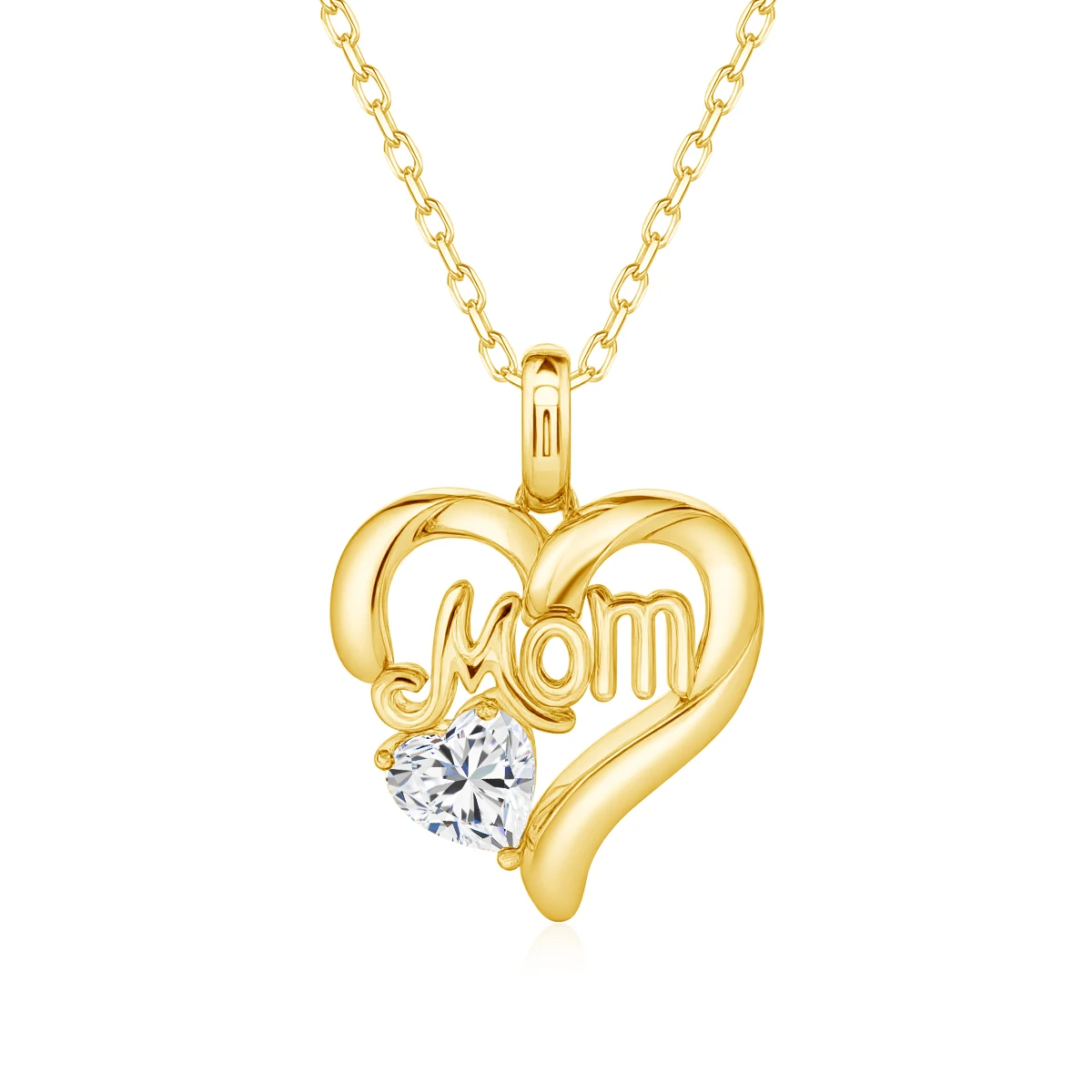 Luxury Mum Gift Real 14k Gold Heart Necklace Moissanite Diamond 1ct AU585 K Gold Pendant With Certificate Fine Jewelry pendant necklace gold necklace
